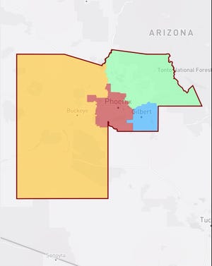 This is Sen. Jake Hoffman's 2022 proposal to break Maricopa County into four counties.  He and Rep. Alexander Kolodin are again proposing to split the county this year.