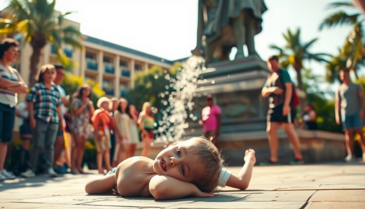 child injured by statue
